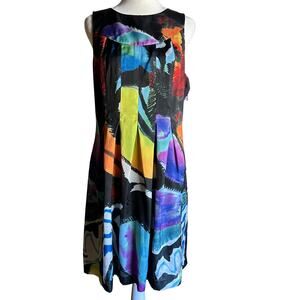 TED BAKER London | Multicolor Keyhole Back Pleated Silky Dress | Size 3 / Large